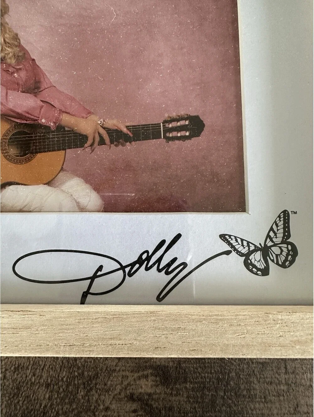 Dolly Parton 4x6 Wood Picture Frame Pink Guitar Butterfly Printed Signature